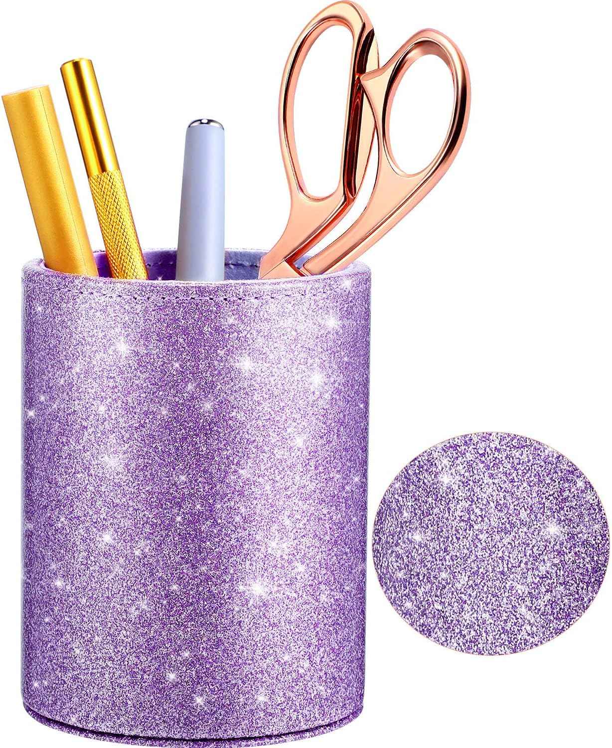 PU Glitter Pen Holder Shiny for Women Girls,Luxury Makeup Brush Holder - TTpen