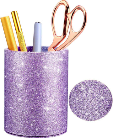 PU Glitter Pen Holder Shiny for Women Girls,Luxury Makeup Brush Holder - TTpen