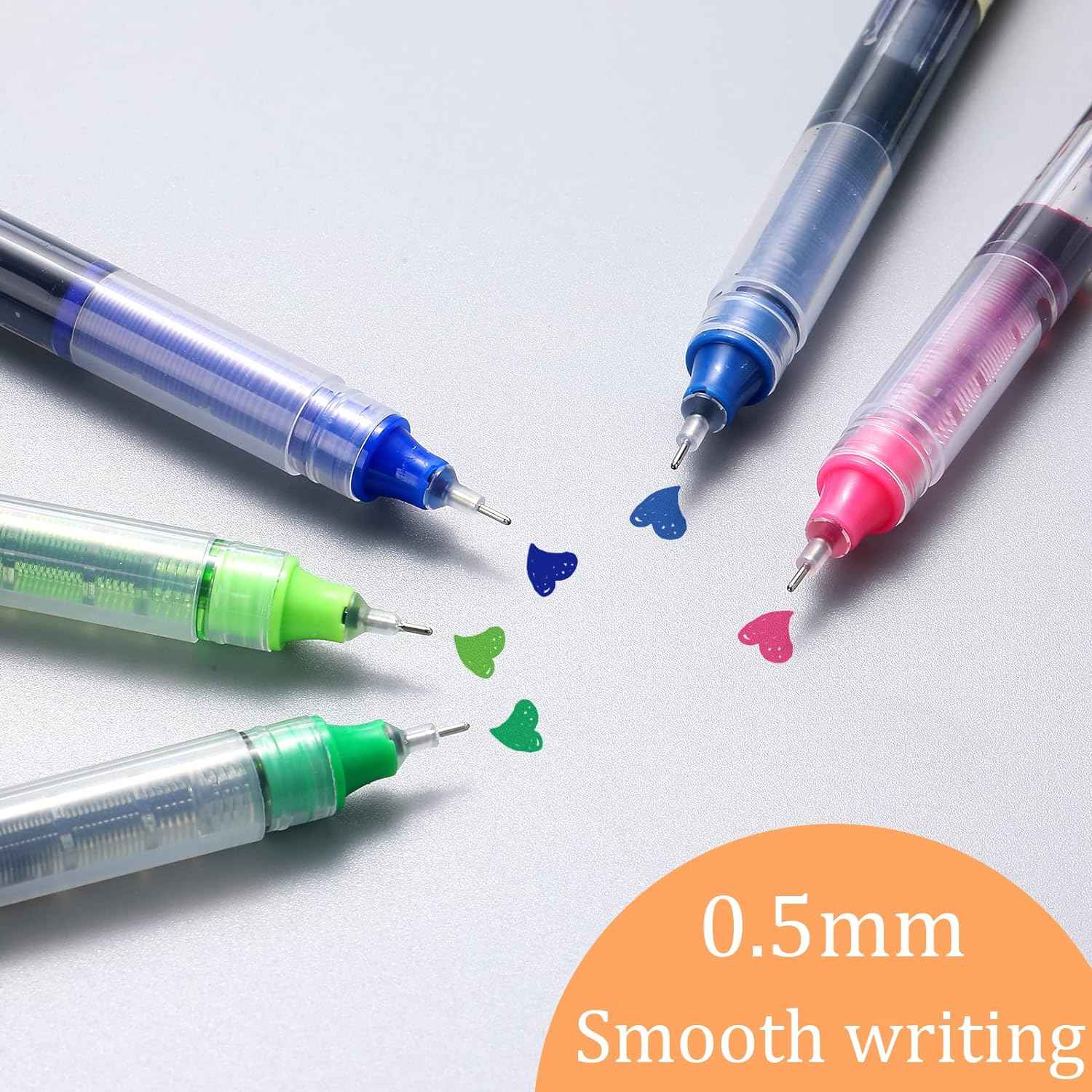 12 Color Quick Drying Liquid Ink Rollerball Pens 0.5mm Fine Point - TTpen