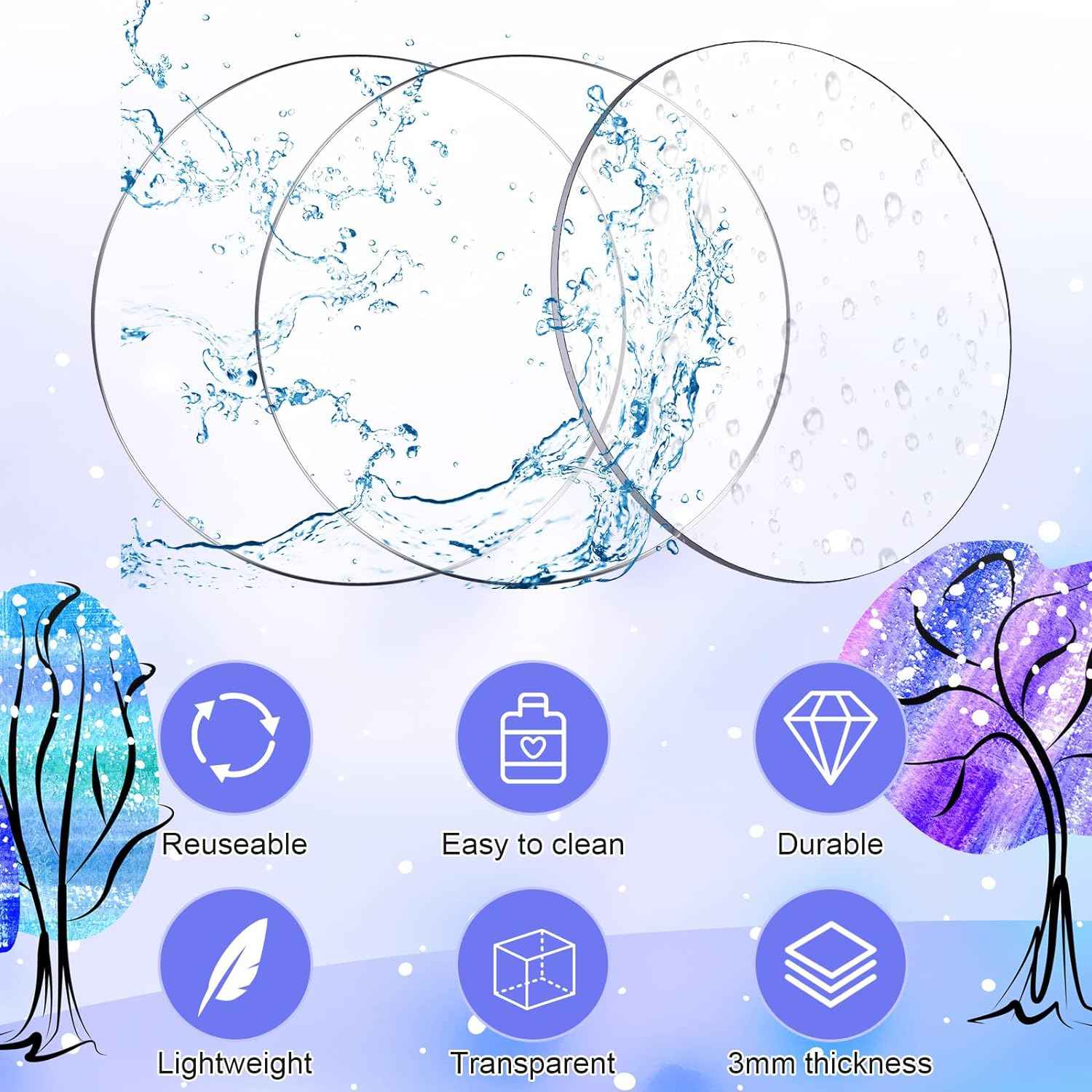 60pcs Transparent Acrylic Circle Discs for DIY Project Craft 1.5 Inch - TTpen