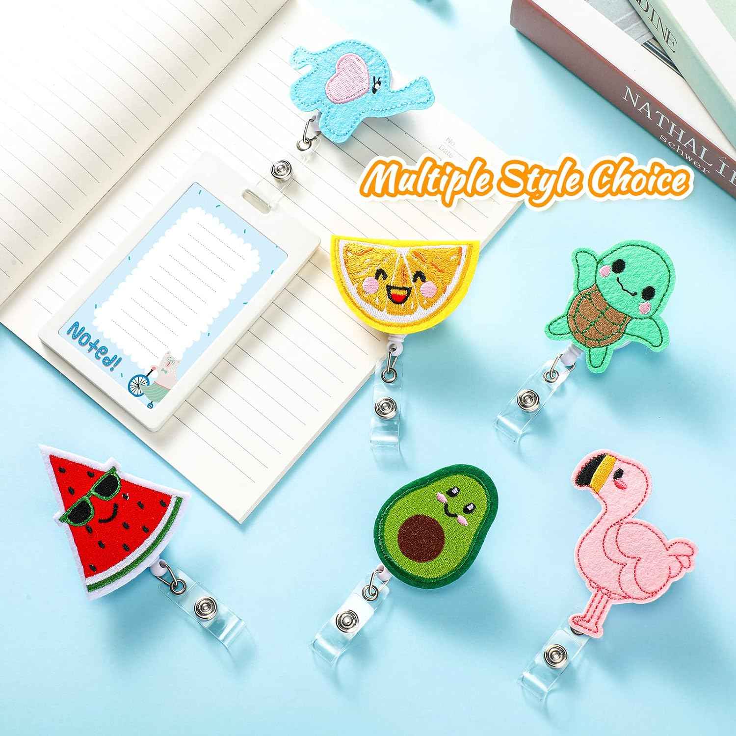 6Pcs Felt Badge Reel Holder for Nurse Doctor Teacher(Fruit and Animal) - TTpen