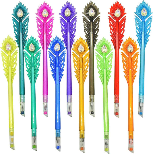 12 Colors Peacock Feather Gel Pens - TTpen