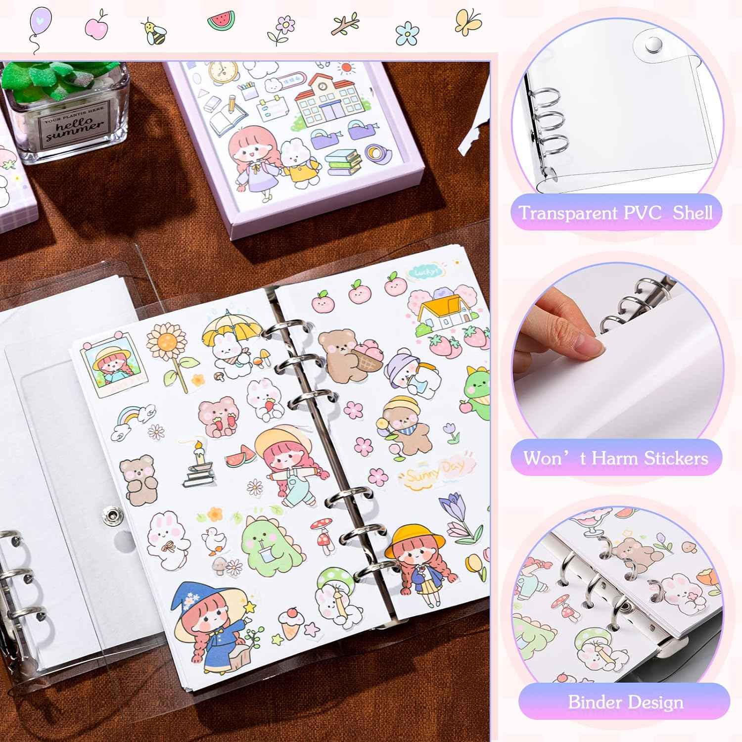 Kids Sticker Collecting Album Book with 40 Sheets PVC Shell A5/A6 - TTpen