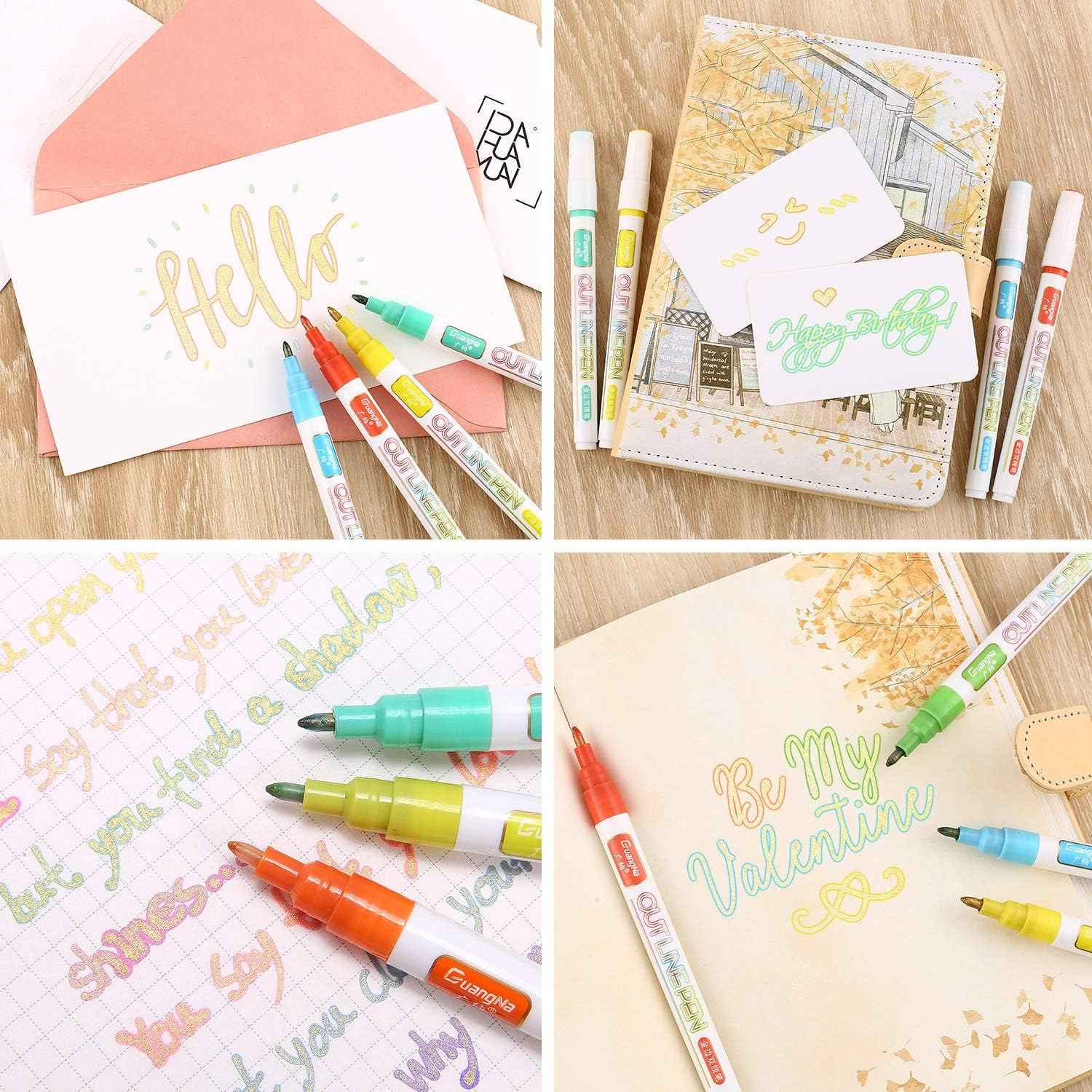 Guangna Outline Drawing Pens,12 Colors Metallic Markers Pens - TTpen