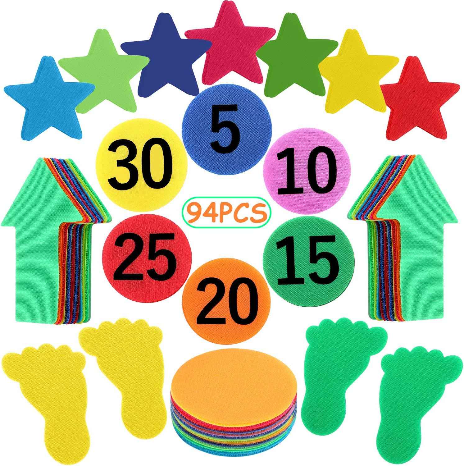 94Pcs Carpet Markers with Styles of Star,Arrow,Circle,Footprint,Number - TTpen