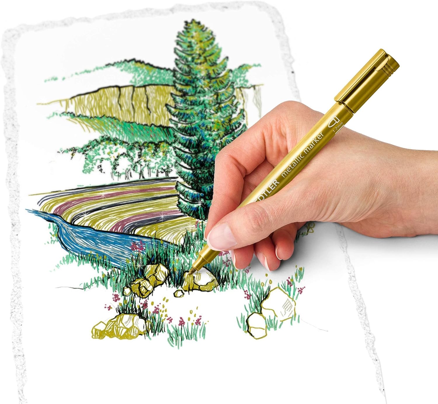 STAEDTLER 8323-S BK5 Metallic Markers - Assorted Colours (Pack of 5)