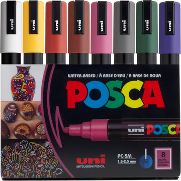 Uni Posca Paint Marker PC-5M - Medium Point - 8 Colors - Dark Tone