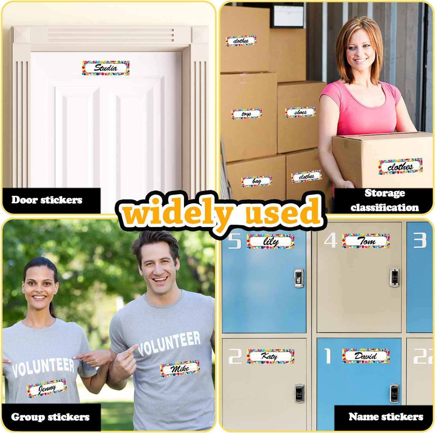 Confetti Name Plates Colorful Dots Desk Self-Adhesive Stickers 48 Pack - TTpen