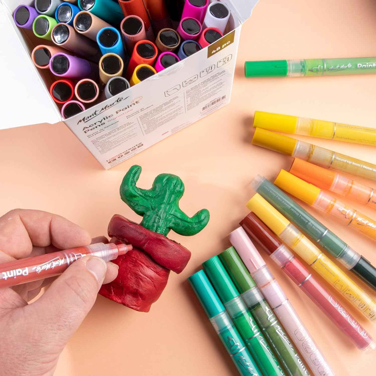 Mont Marte Signature Acrylic Paint Pens,48 Piece,Round Tip (3mm) - TTpen