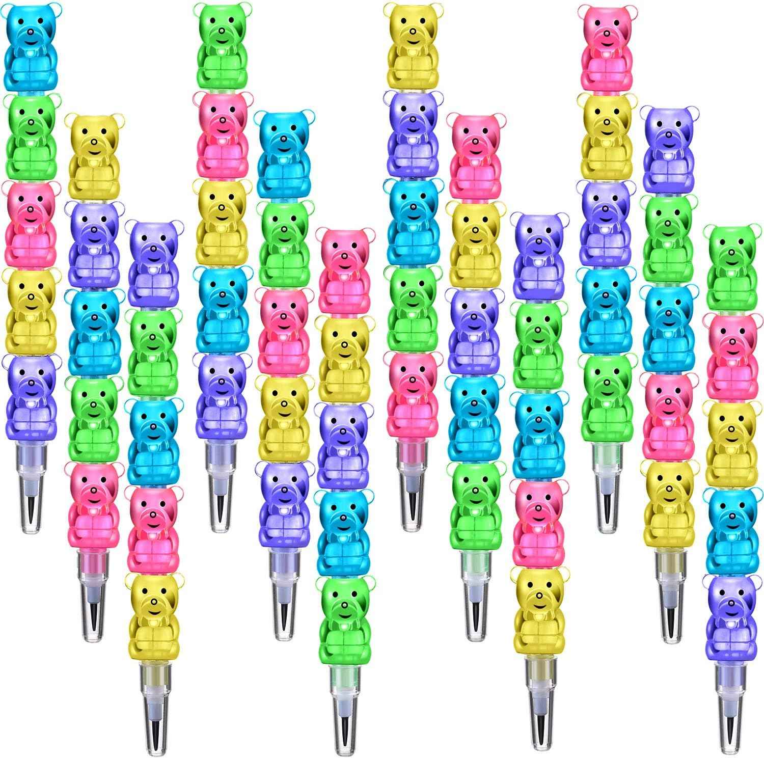 40Pcs 5in1 Stackable Pencils Plastic Colored Bear - TTpen