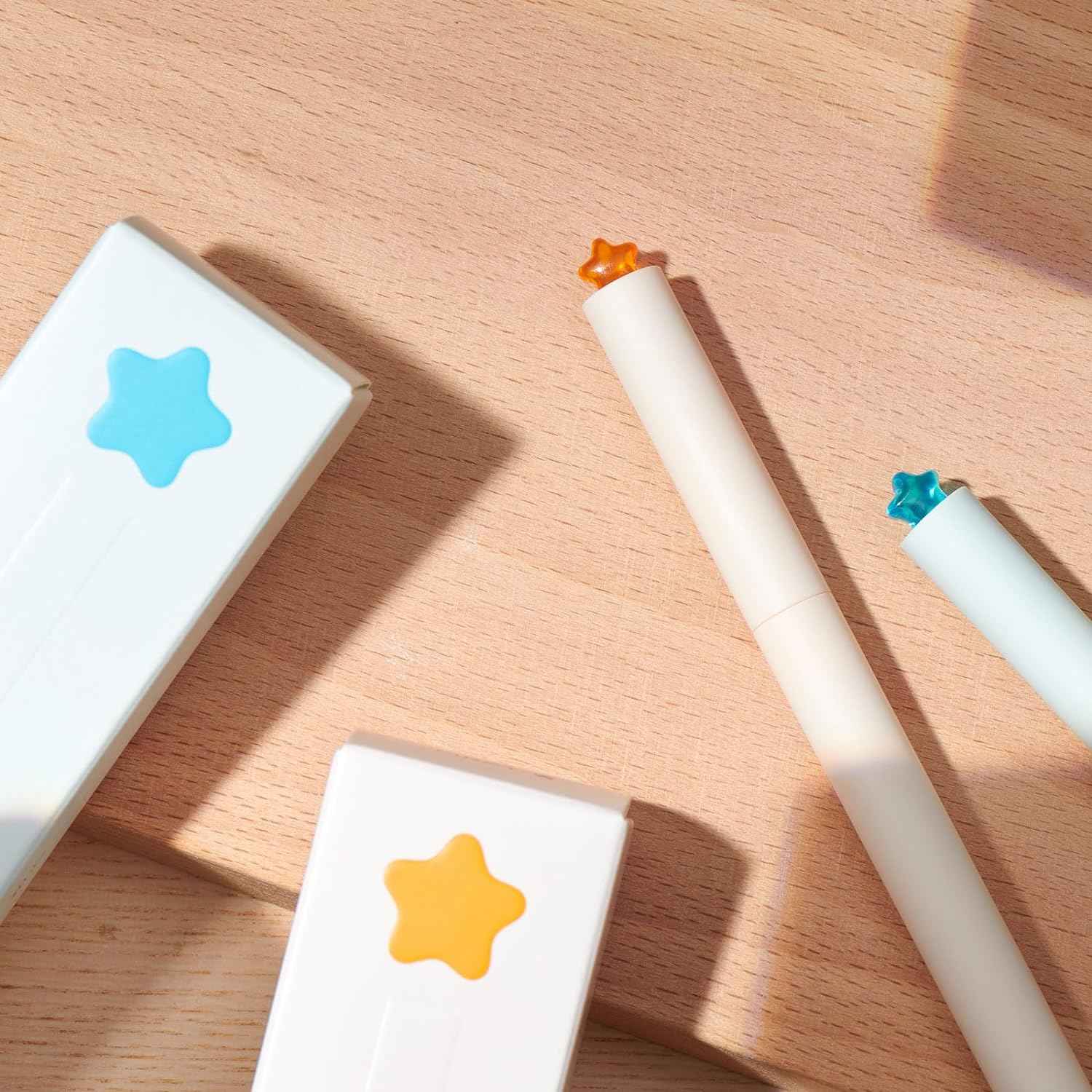 Kaco FIRST Star Gel Pens with Extra 4 Black Ink Refills (Orange+Blue) - TTpen