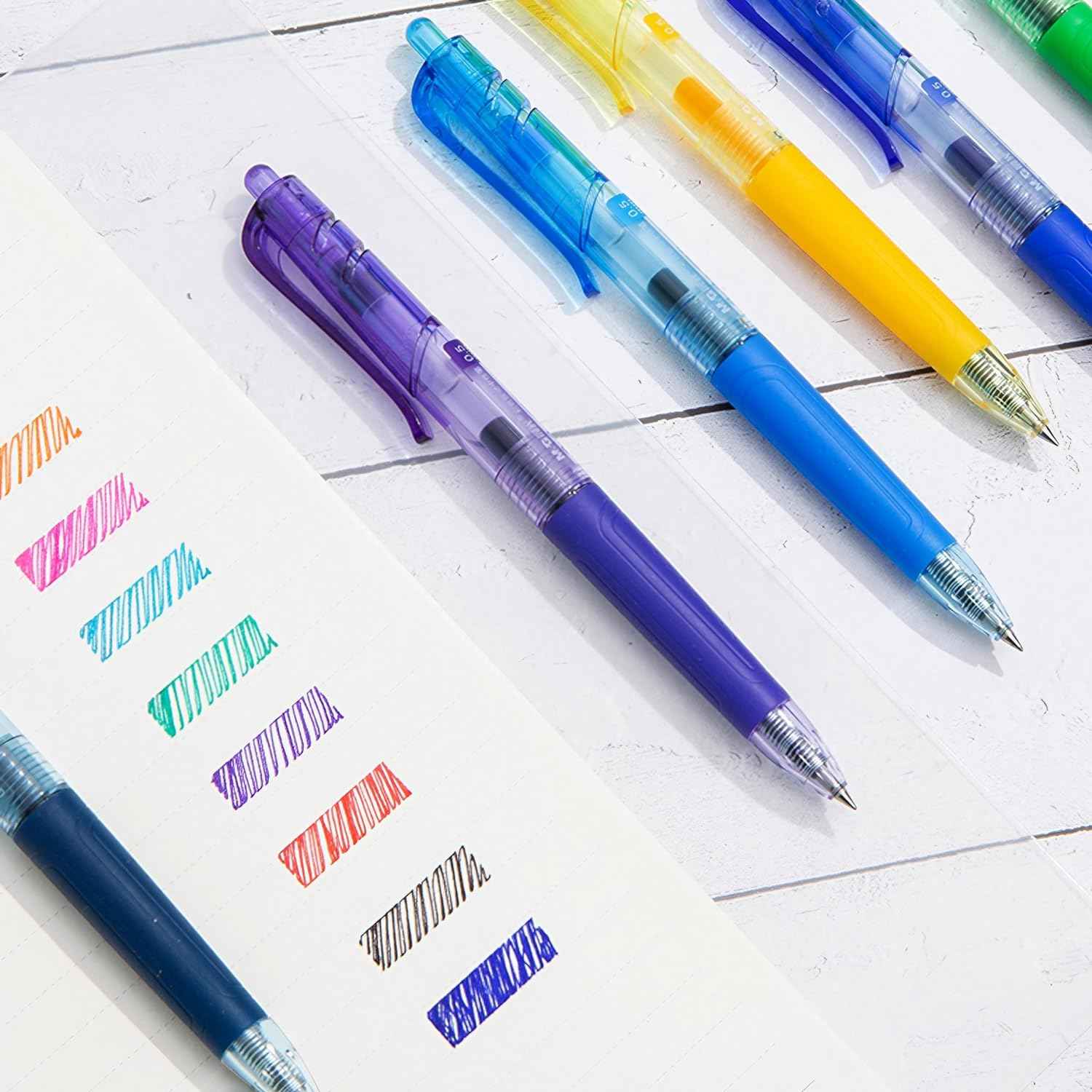 Retractable Liquid Gel Pens with Grip,10 Assorted Ink Colors (0.5 MM) - TTpen