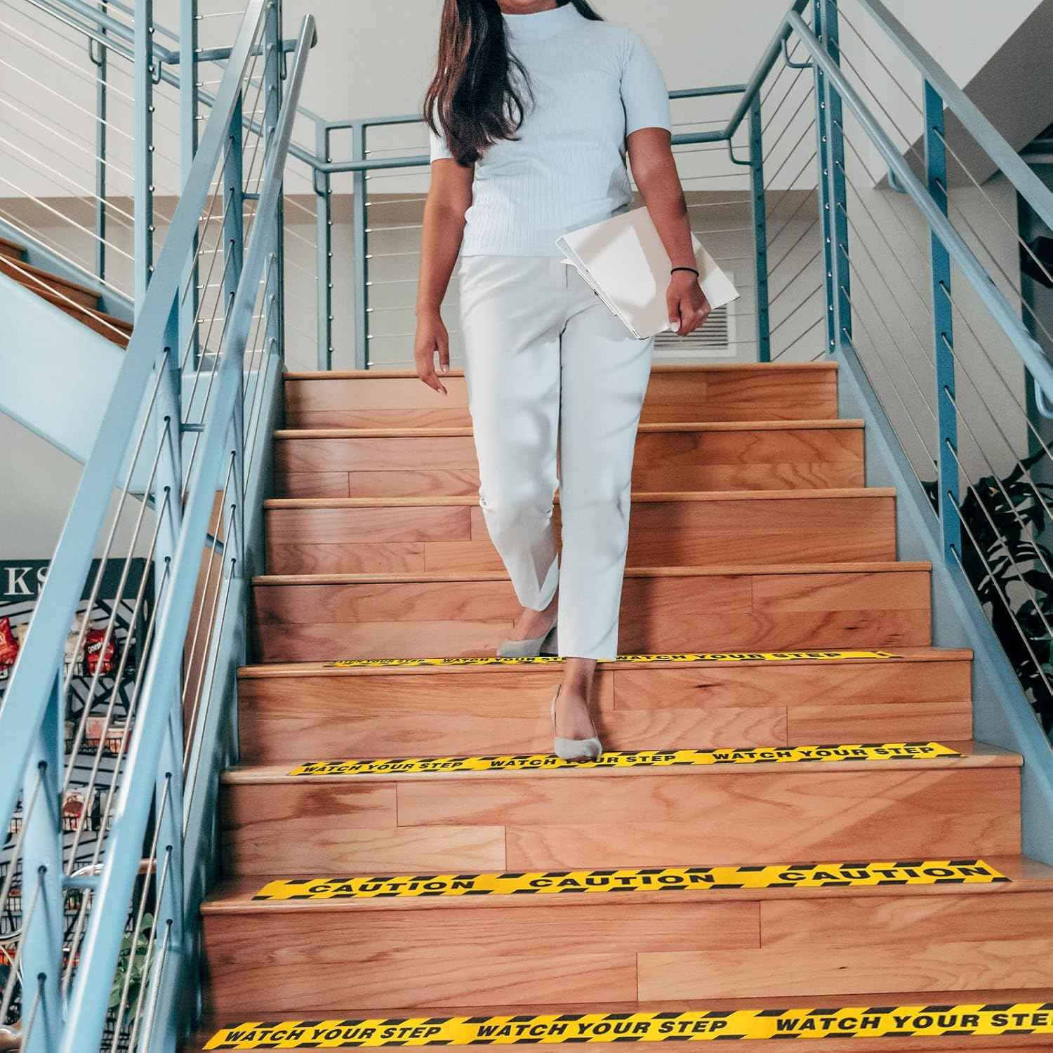 Black Yellow Anti Slip Safety Tape Printed"Watch Your Step CAUTION“