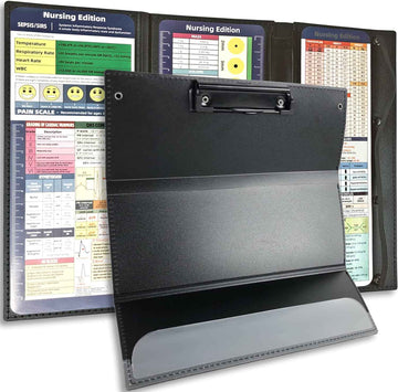 3-Layers Folding Nurse Clipboard with Nursing Edition Cheat Sheets Black - TTpen