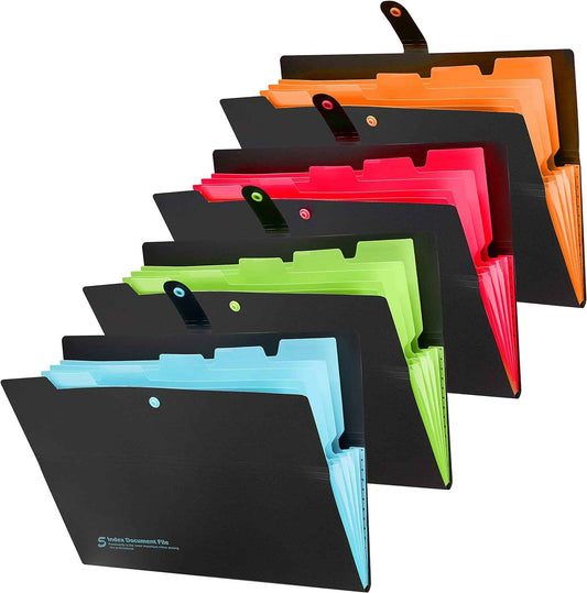 4 Pack Expanding File Folders with 6 Pockets,A4 Letter Size - TTpen