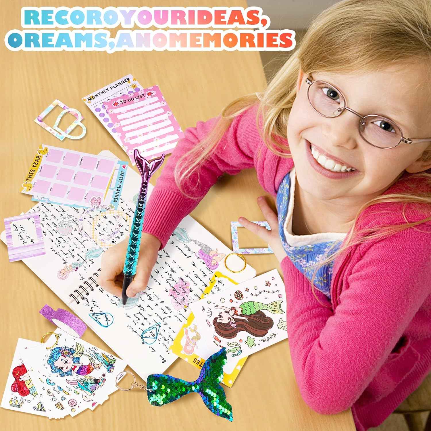 DIY Scrapbook Journal Kit for Girls Diary 6-14 Years Mermaid - TTpen