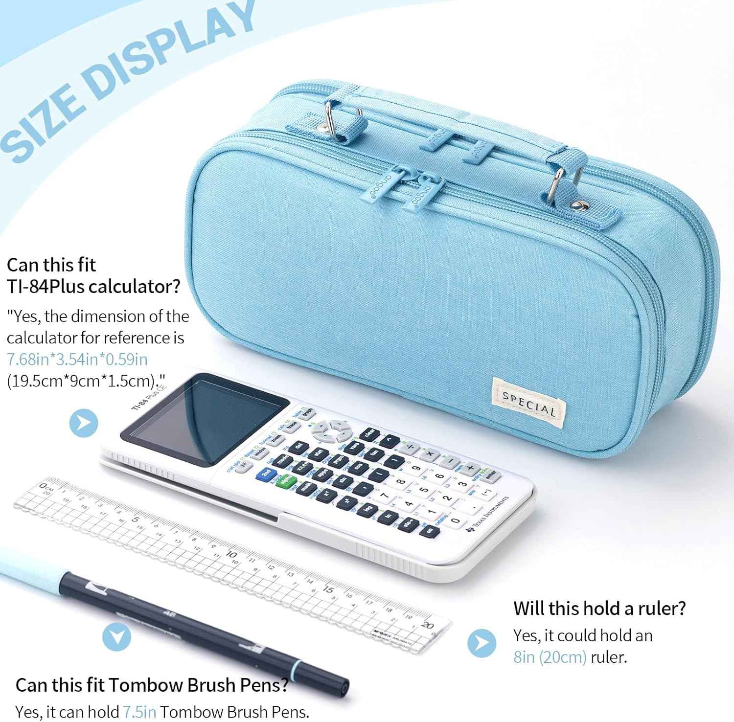 HVOMO Large capacity pencil case Pencil Pouch Double Zipper Storage Bag 3 Compartments Portable Multifunctional bag Desk Organizer School Marker Pen Casey(Dark Pink) - TTpen