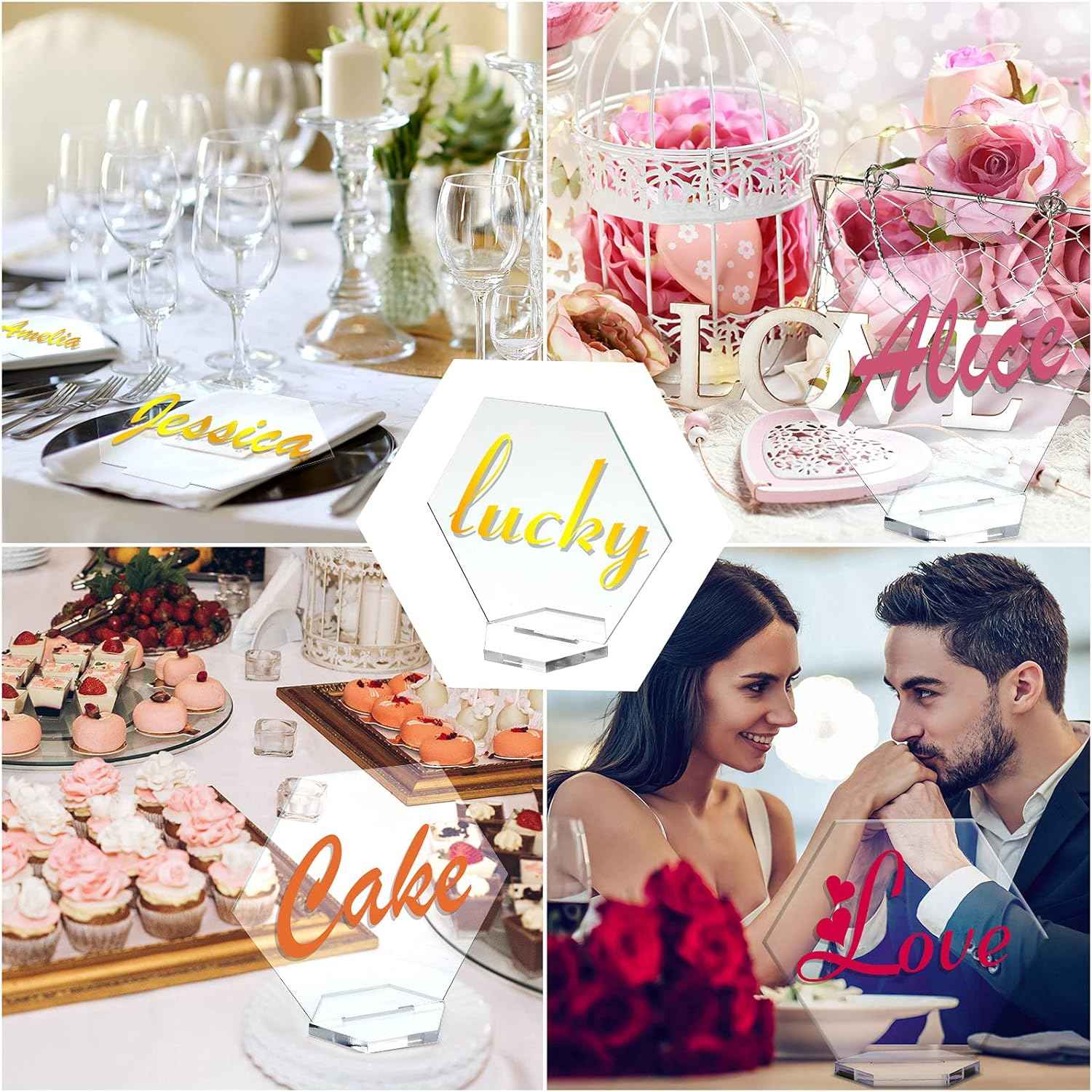 Sublimation DIY Acrylic Hexagon Table Place Card with Holder 10 Pack - TTpen