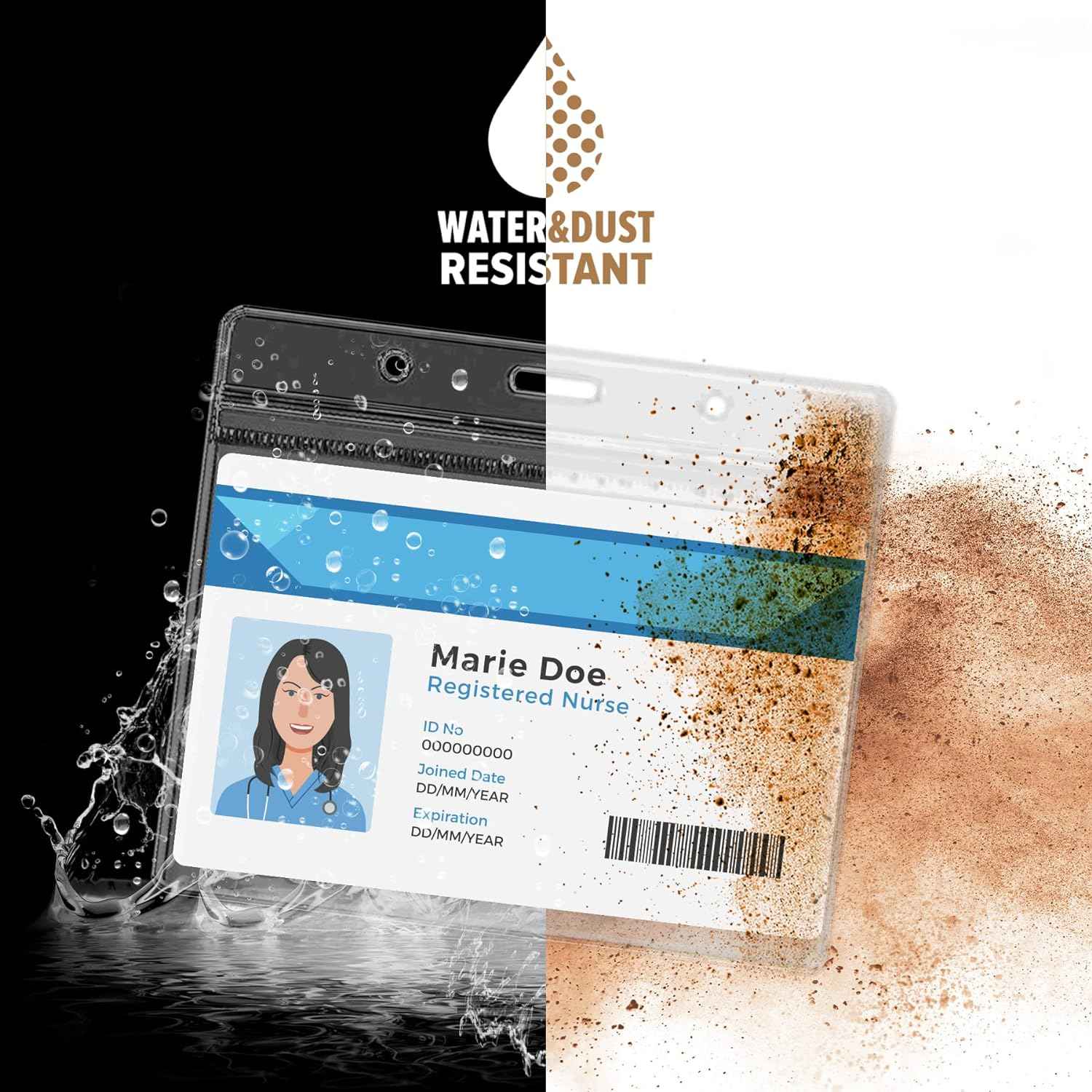 50Pcs Clear Plastic Horizontal Name ID Card Badge Holders,4x3 Inches - TTpen