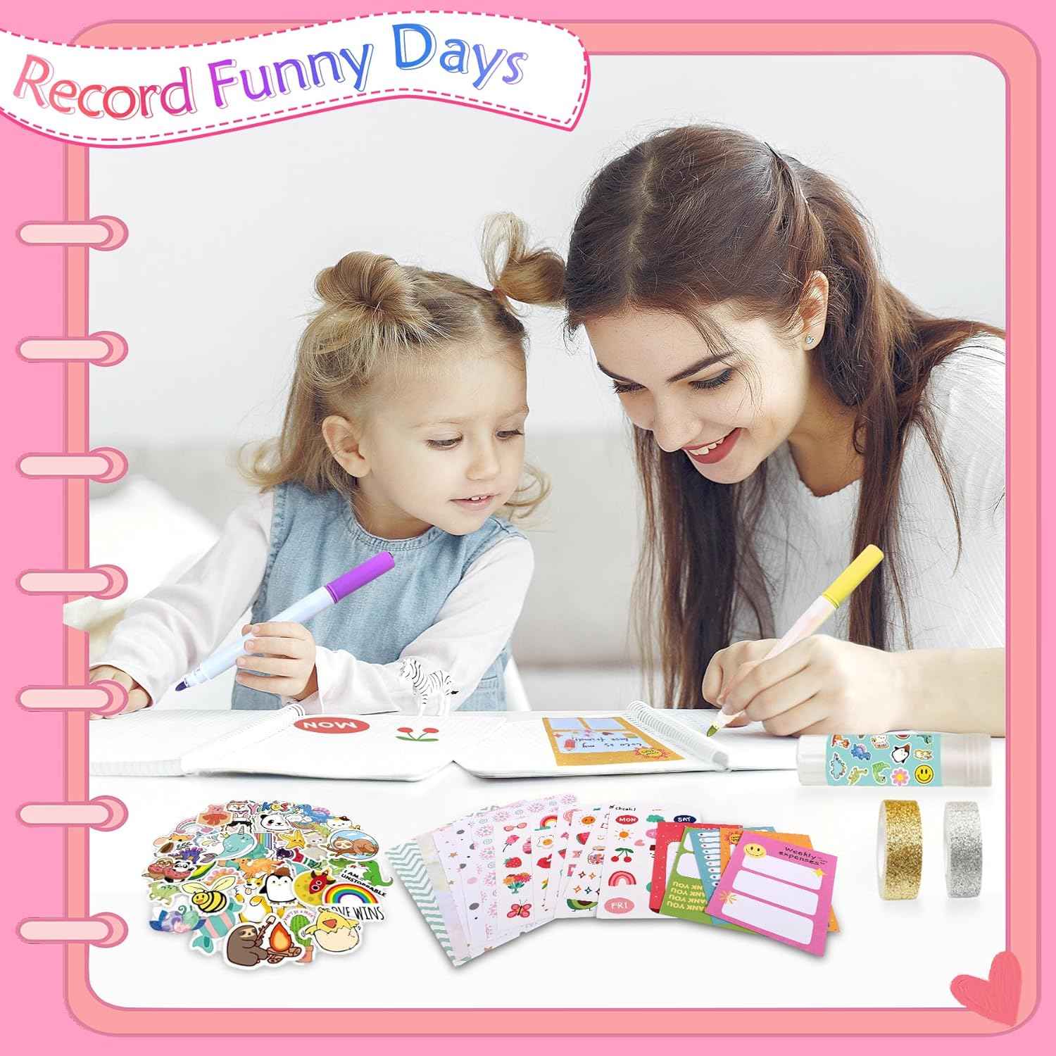 DIY Scrapbook Journal Set for Girls Ages 6-14 Years Old,Pink - TTpen