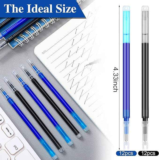 24 Pieces Erasable Gel Ink Pen Refills Point 0.5 mm (Black,Blue) - TTpen