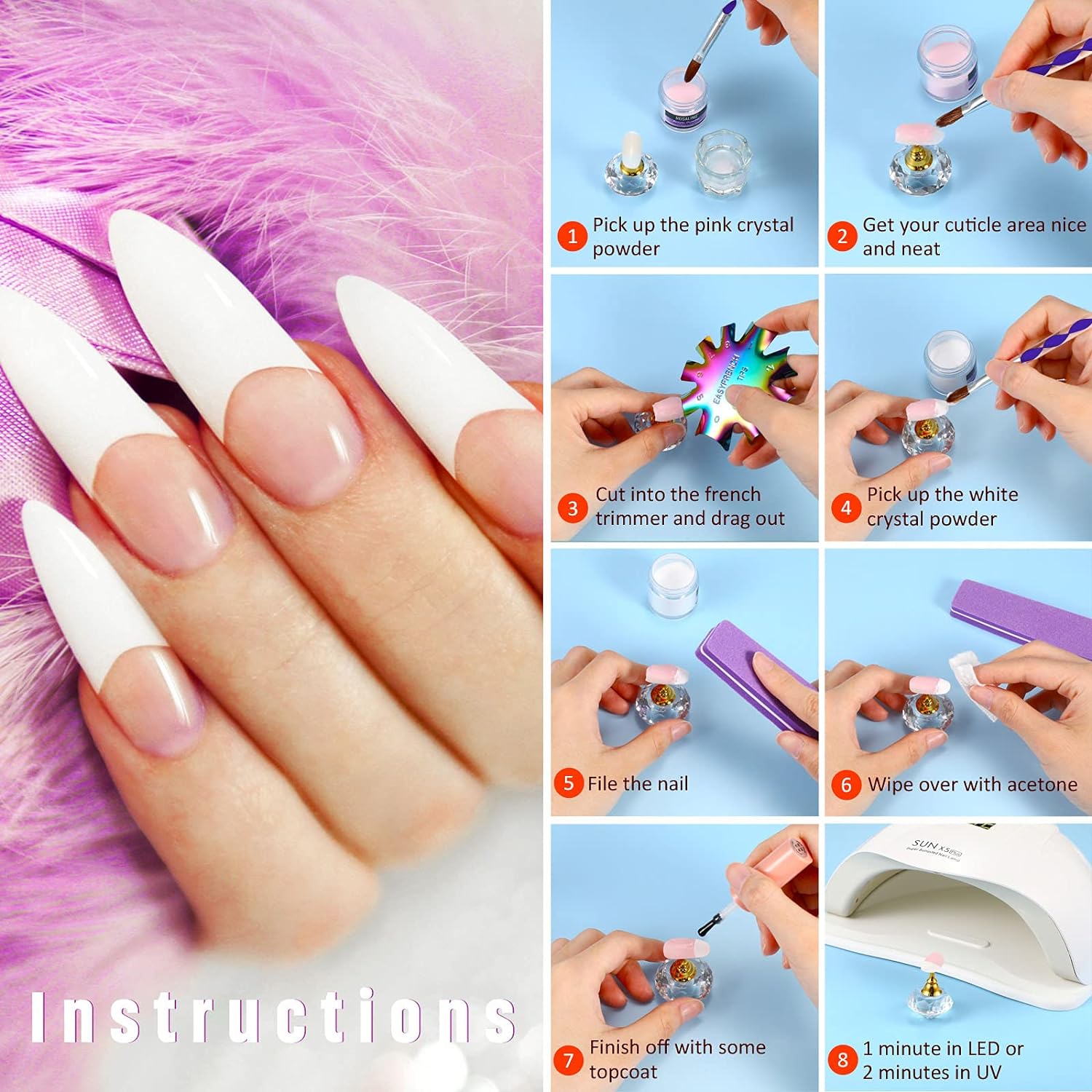 19Pcs French Nail Trimmer Set with Cutting Knife and Spare Blades