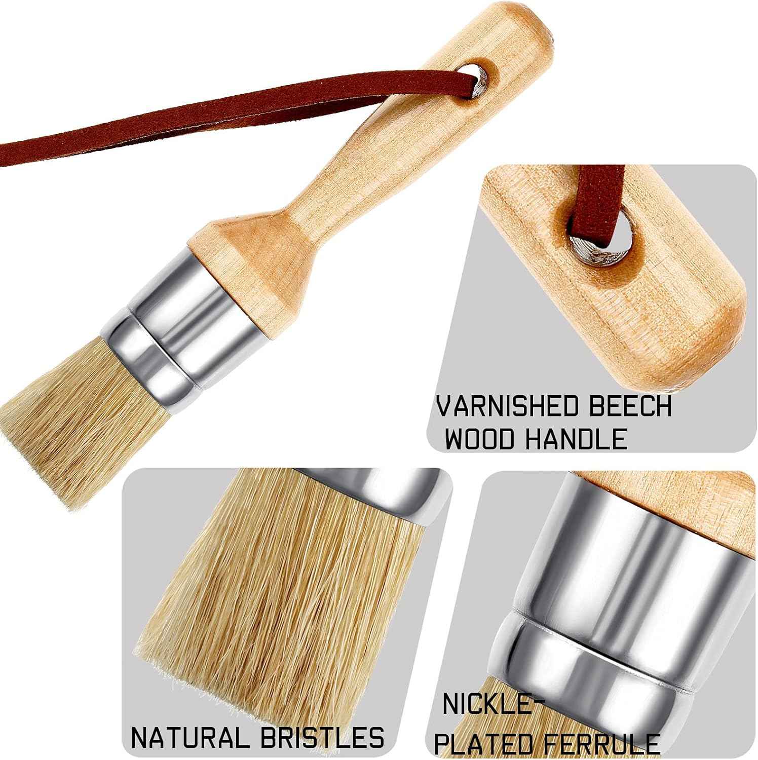 3 Pieces Chalk and Wax Paint Brushes for Acrylic Painting Wood Furniture - TTpen