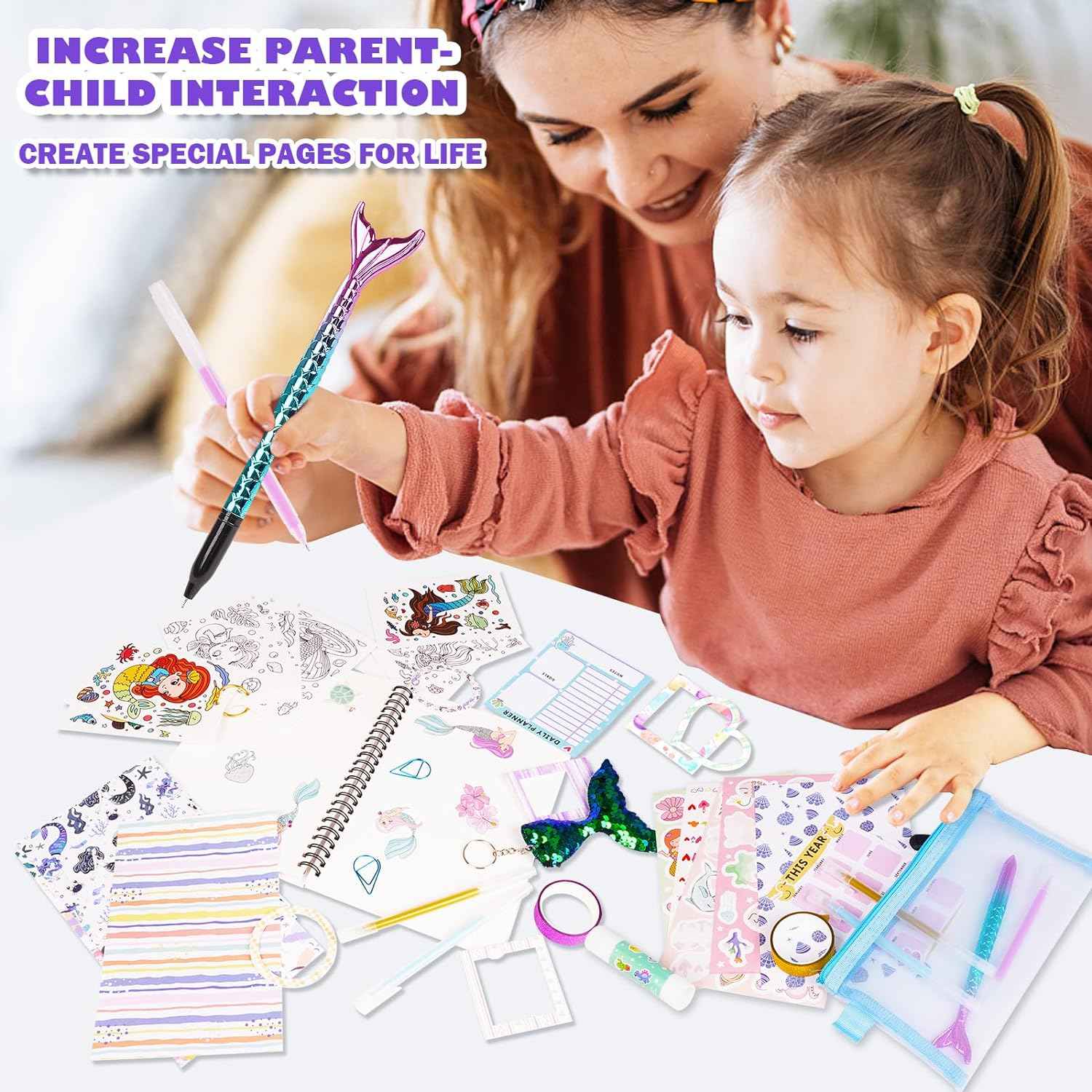 DIY Scrapbook Journal Kit for Girls Diary 6-14 Years Mermaid - TTpen