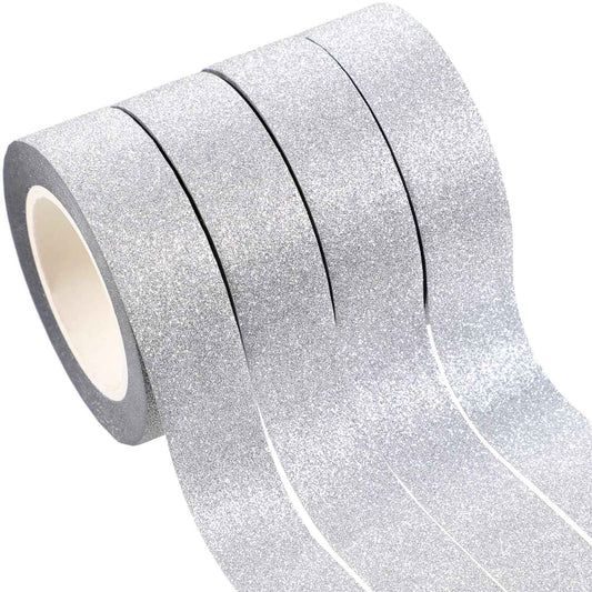 4 Rolls Silver Washi Tape Crafting Glitter Masking Tape - TTpen