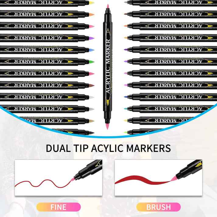 Guangna 84 Colors Dual Brush Tip Acrylic Paint Markers - TTpen