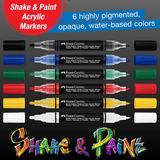 Faber-Castell Shake & Paint Acrylic Paint Markers 6 Color Classic