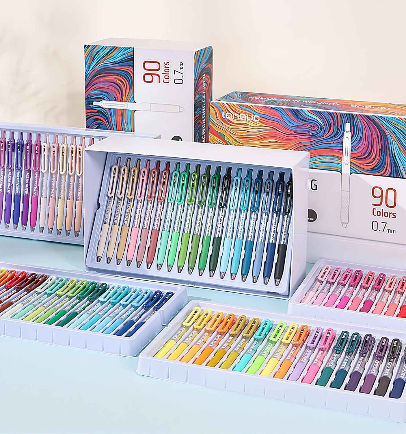 Languo 72 Colors Retractable Gel Pens 0.7mm for Coloring Drawing