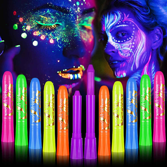 12Pcs Glow in The Black Light Dark Face Body Paint - TTpen