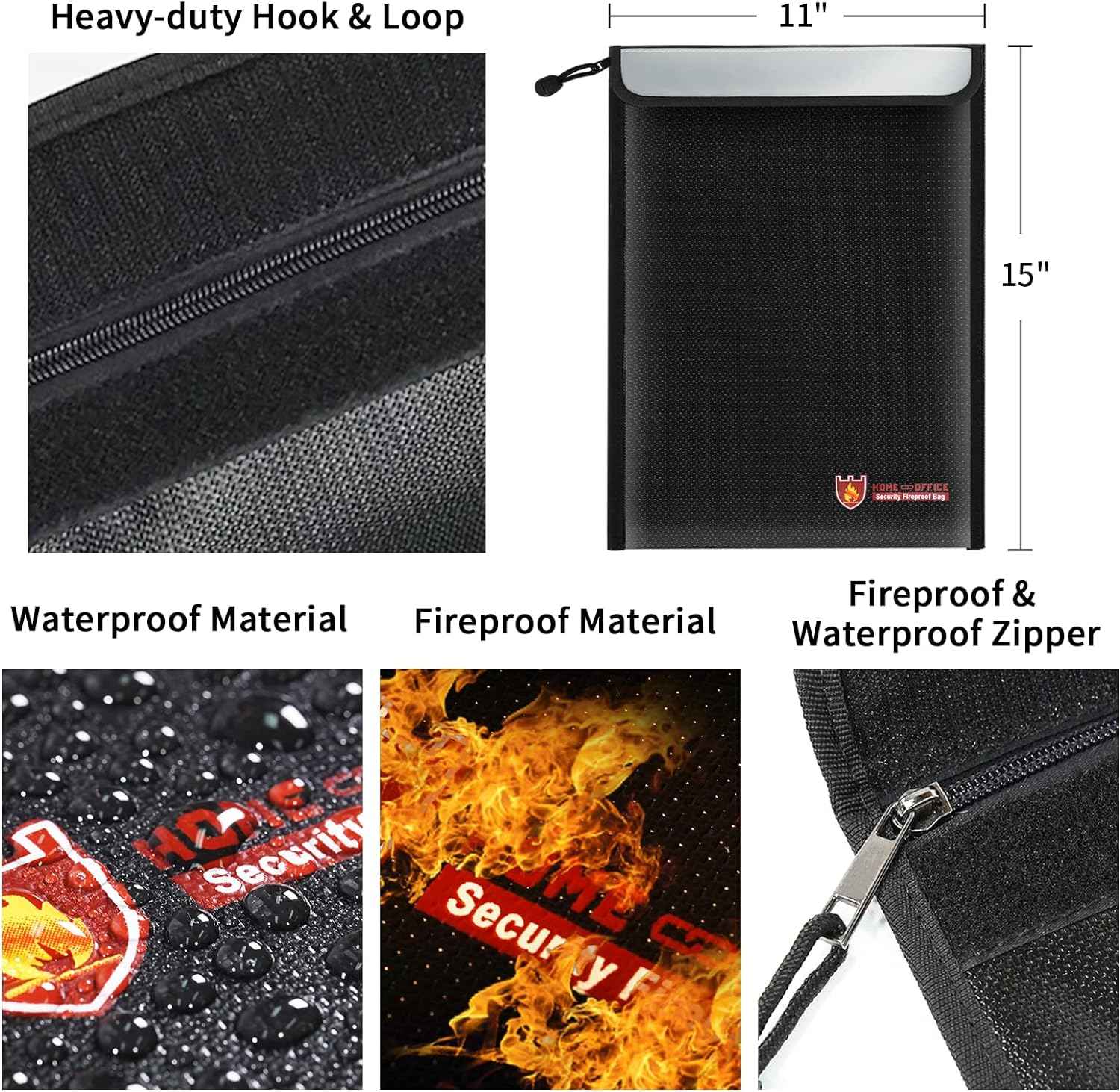 Fireproof Document Bag with Reflective Strip & Zipper (3 Pack) - TTpen