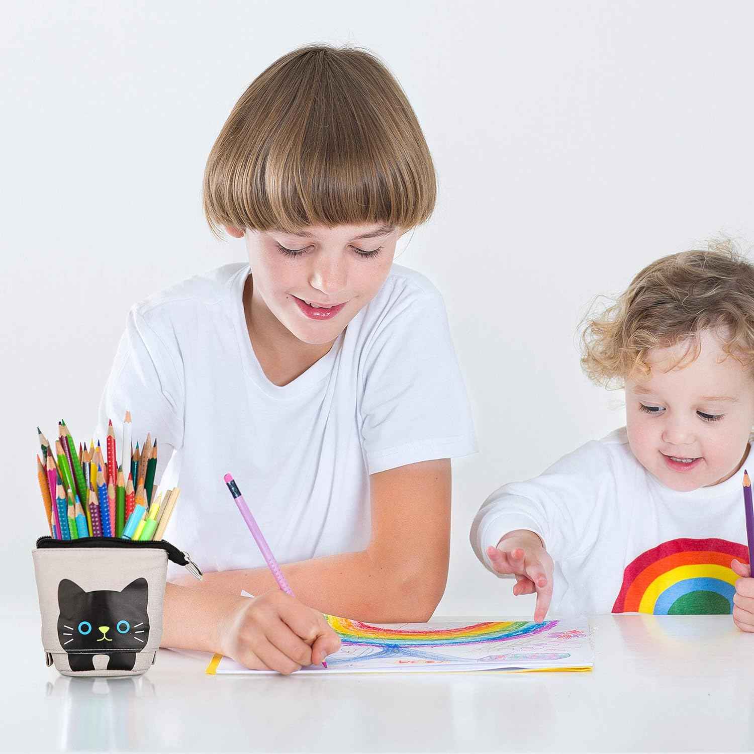 3pcs Telescopic Pencil Holder Canvas PU Cartoon Cute Cat - TTpen