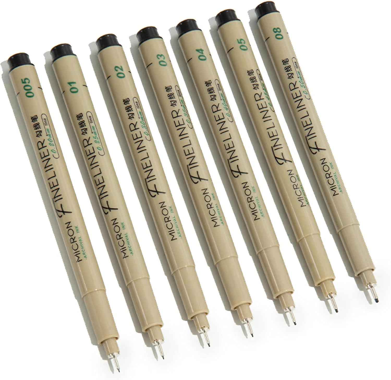 M&G 7Pcs Black Archival Ink Micron Fineliner Pens - TTpen