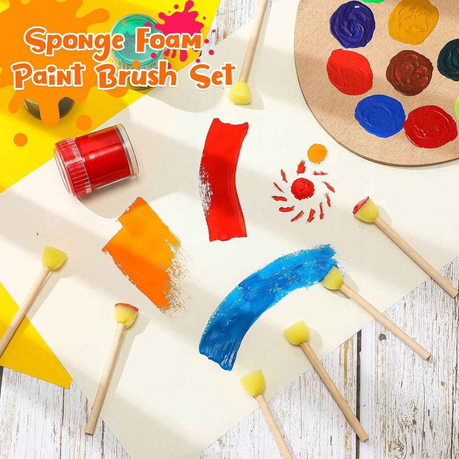 100Pcs Small Round Paint Sponge Foam Brush for Kids DIY Painting Crafts - TTpen