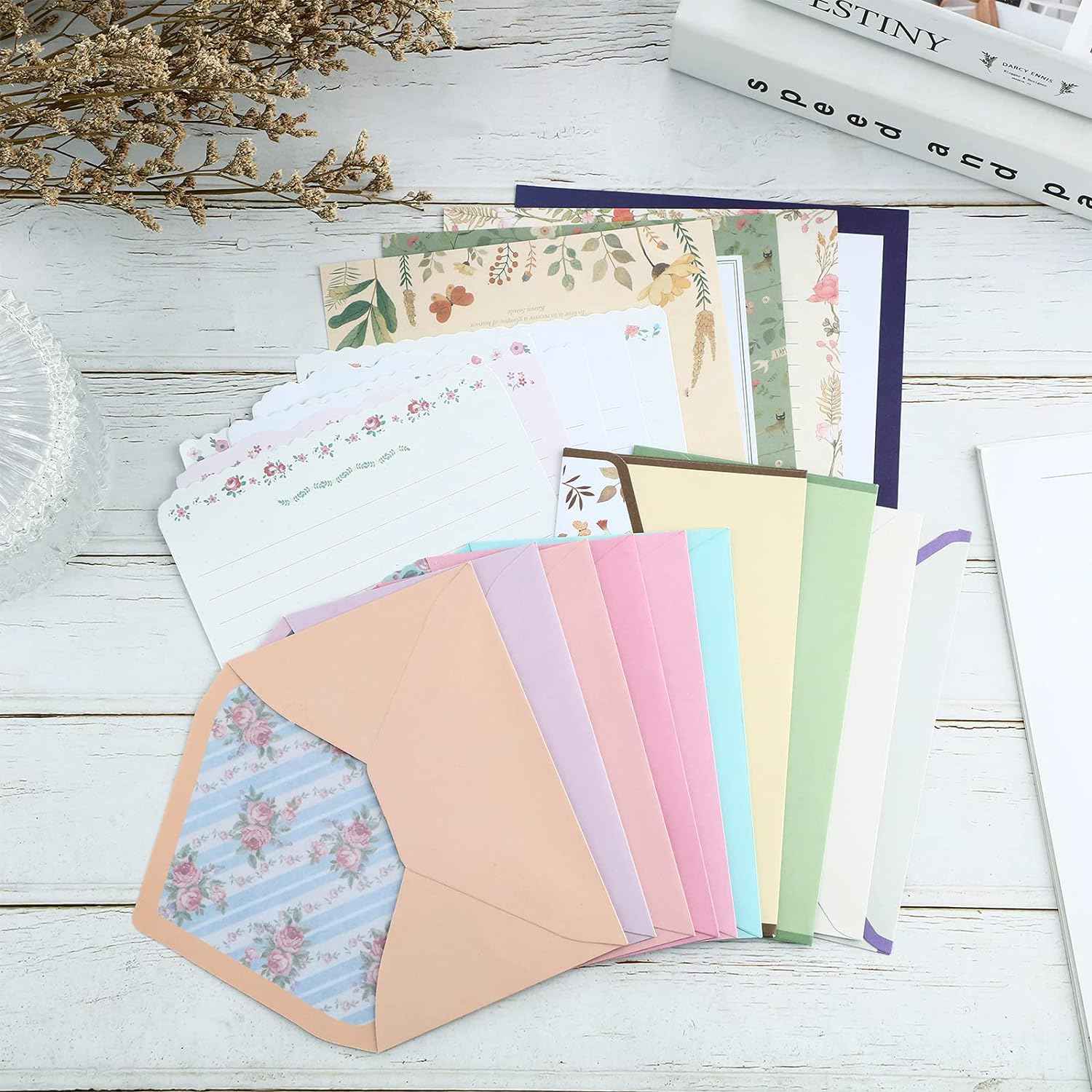 72Pcs Stationery Paper and Envelopes Set Vintage Floral Letter Writing - TTpen