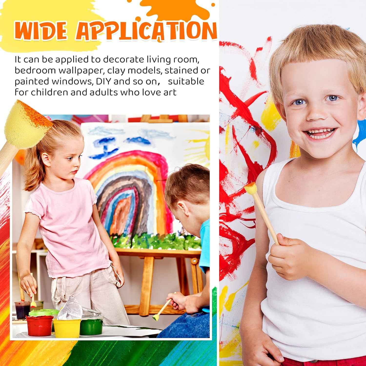 100Pcs Small Round Paint Sponge Foam Brush for Kids DIY Painting Crafts - TTpen