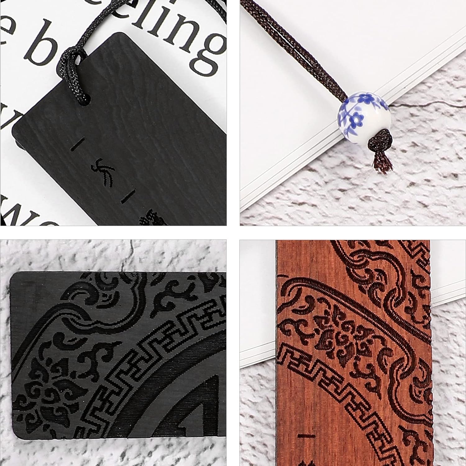 4pcs Wooden Bookmark for Men Women Book Lovers
