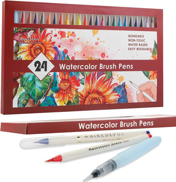 MAIKEDEPOT 24 Colors Watercolor Brush Pens with 1 Blending Brush - TTpen