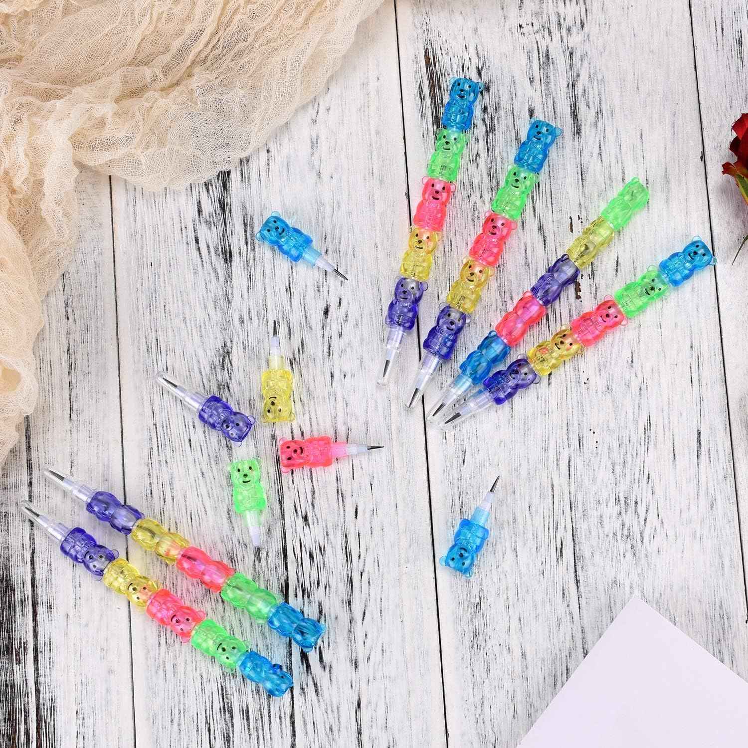 40Pcs 5in1 Stackable Pencils Plastic Colored Bear - TTpen