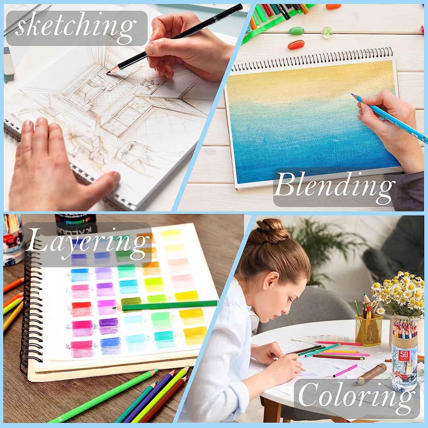 KALOUR Premium Colored Pencils Set 50 Colors - TTpen