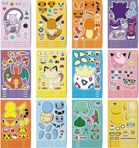 12 Sheets Pokemon Anime Stickers Kids DIY - TTpen