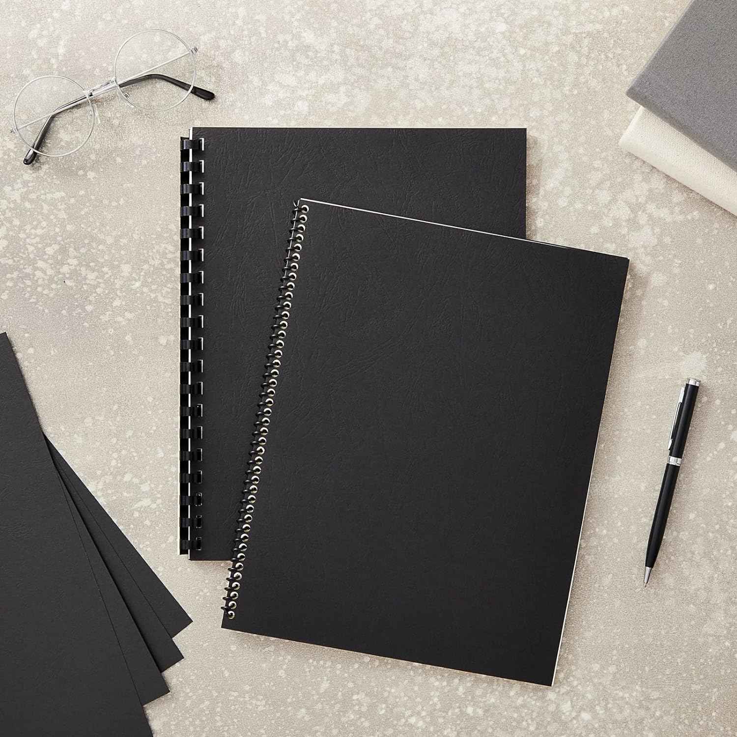 100 Pack Black 13 Mil Presentation Binding Covers and Backs (8.5x11 in) - TTpen