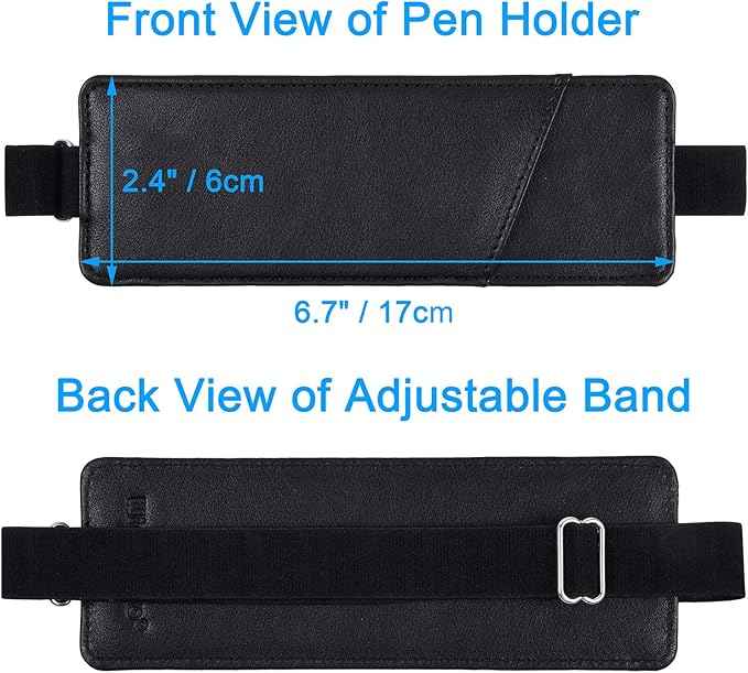 Adjustable PU Leather Elastic Band Pen Holder,2 Pack