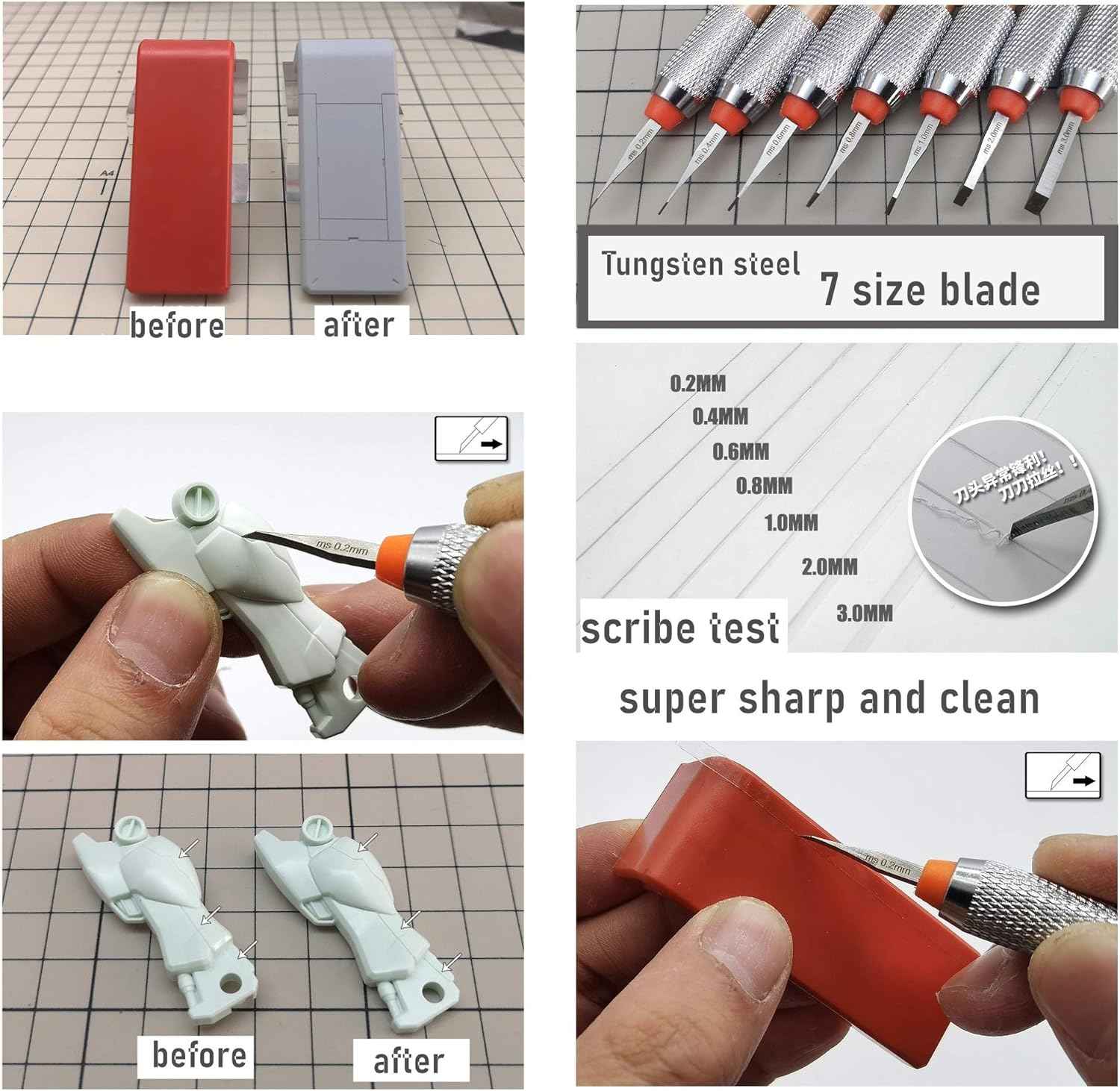 5 Size Scale Model Panel Line Carved Scribe Cutting Tool Chisel - TTpen