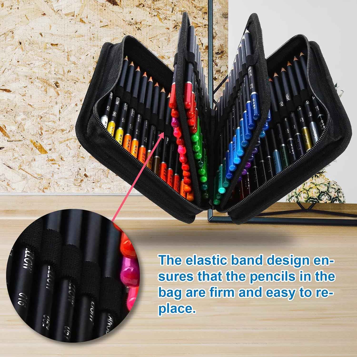 H&B 72 Colored Pencils Kit Oil Based with Zipper Storage Case - TTpen