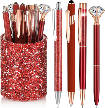 8Pcs Crystal Glitter Ballpoint Pens with Pen Holder for Desk Organizer - TTpen
