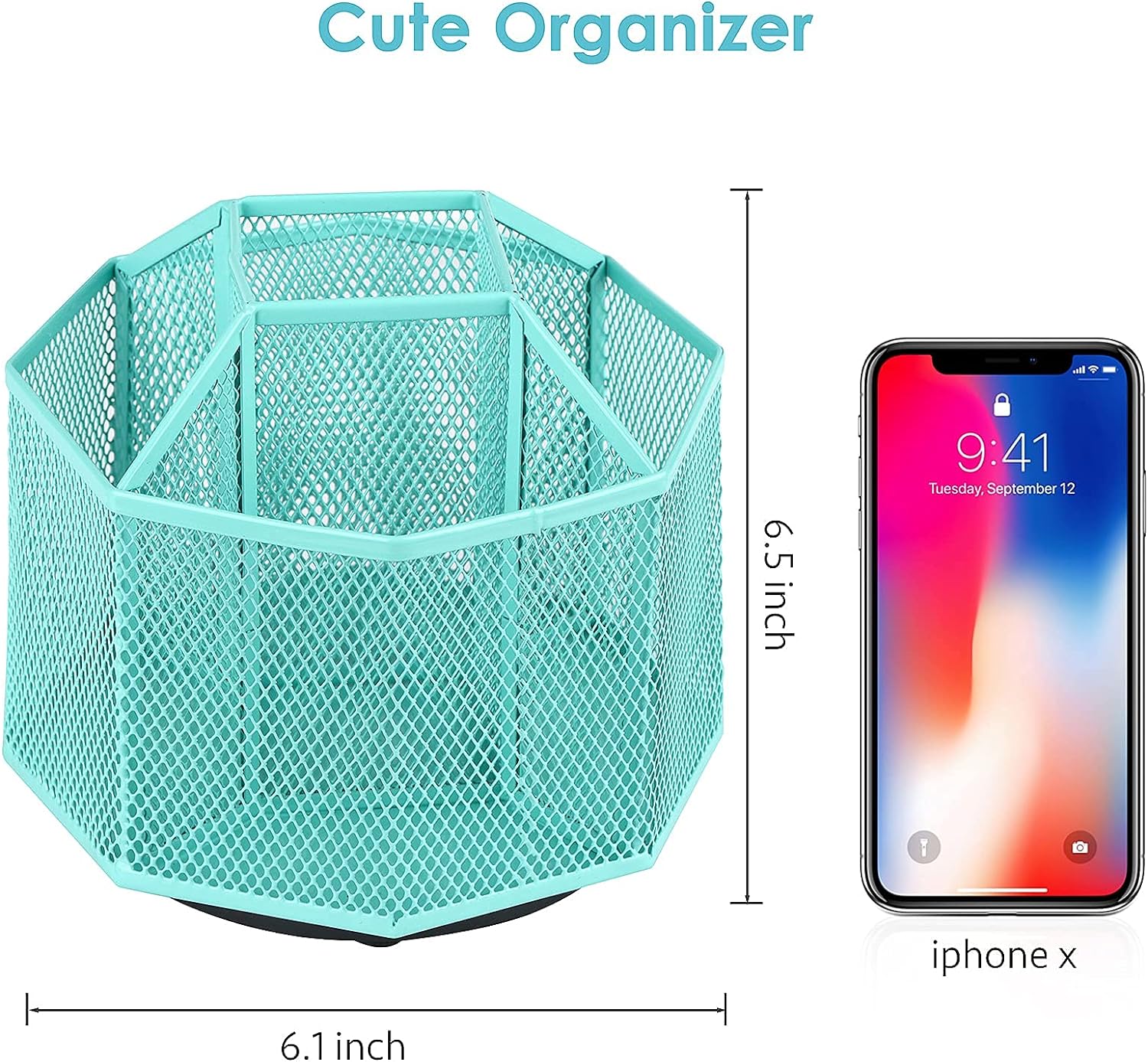 5 Compartments Metal Desk Pen Pencil Organizer